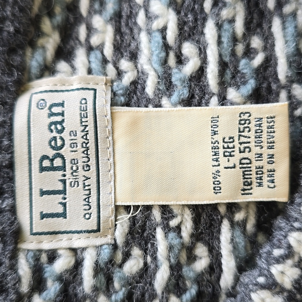 L.L. Bean Nordic Rag Wool Lambswool Pullover Sweater Adult Size Large - Picture 5 of 6